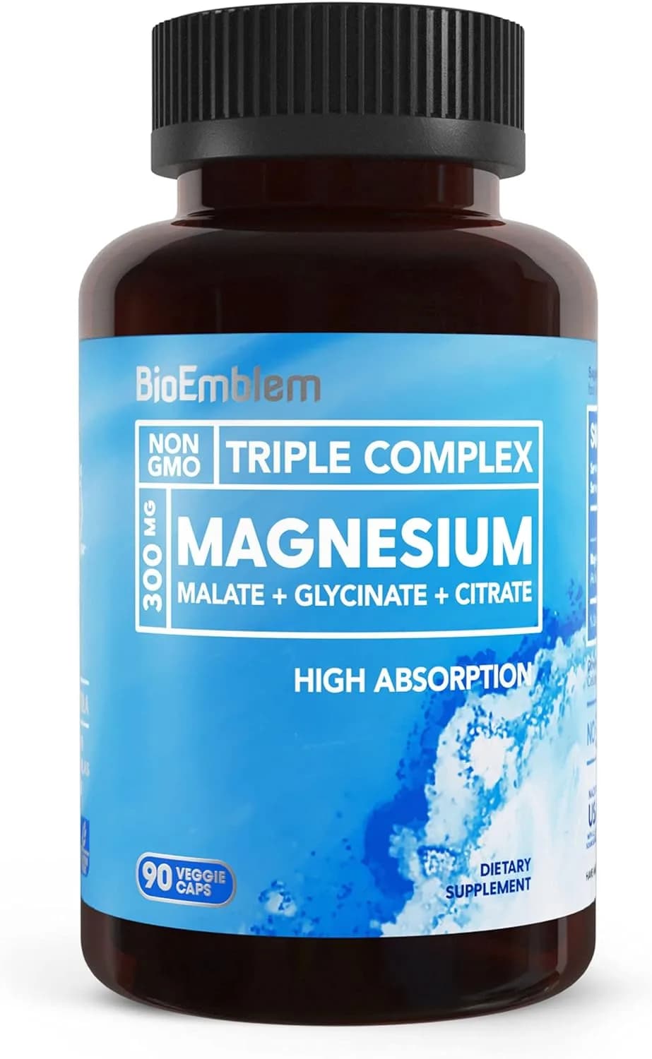 BioEmblem Triple Magnesium Complex High Absorption Vegan Non-GMO, 90 Capsules