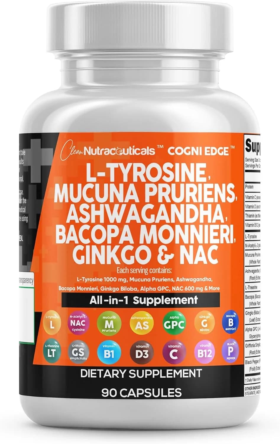 All-in-One Nootropic & Adaptogen Cognitive & Stress, 90 Capsules by Clean Nutraceuticals