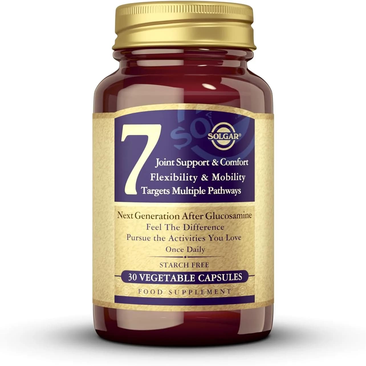 Solgar No. 7 - Joint Support and Comfort - 30 Vegetarian Capsules - Increased Mobility & Flexibility - Gluten-Free, Dairy-Free, Non-GMO - 30 Servings