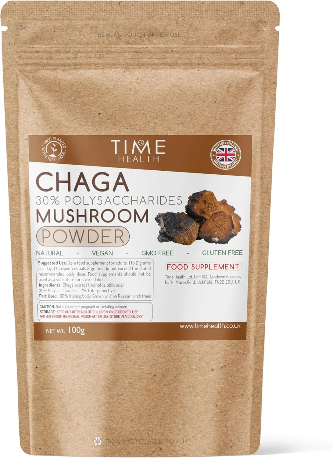 Time Health, Chaga Mushroom Extract - 100g Powder