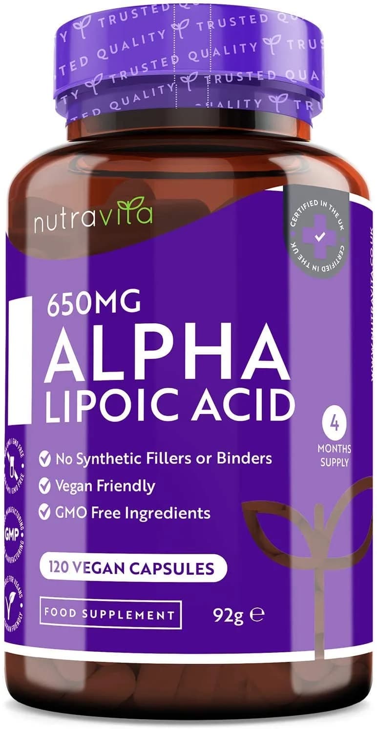 Alpha Lipoic Acid 100%, 650 mg, 120 Capsules by Nutravita
