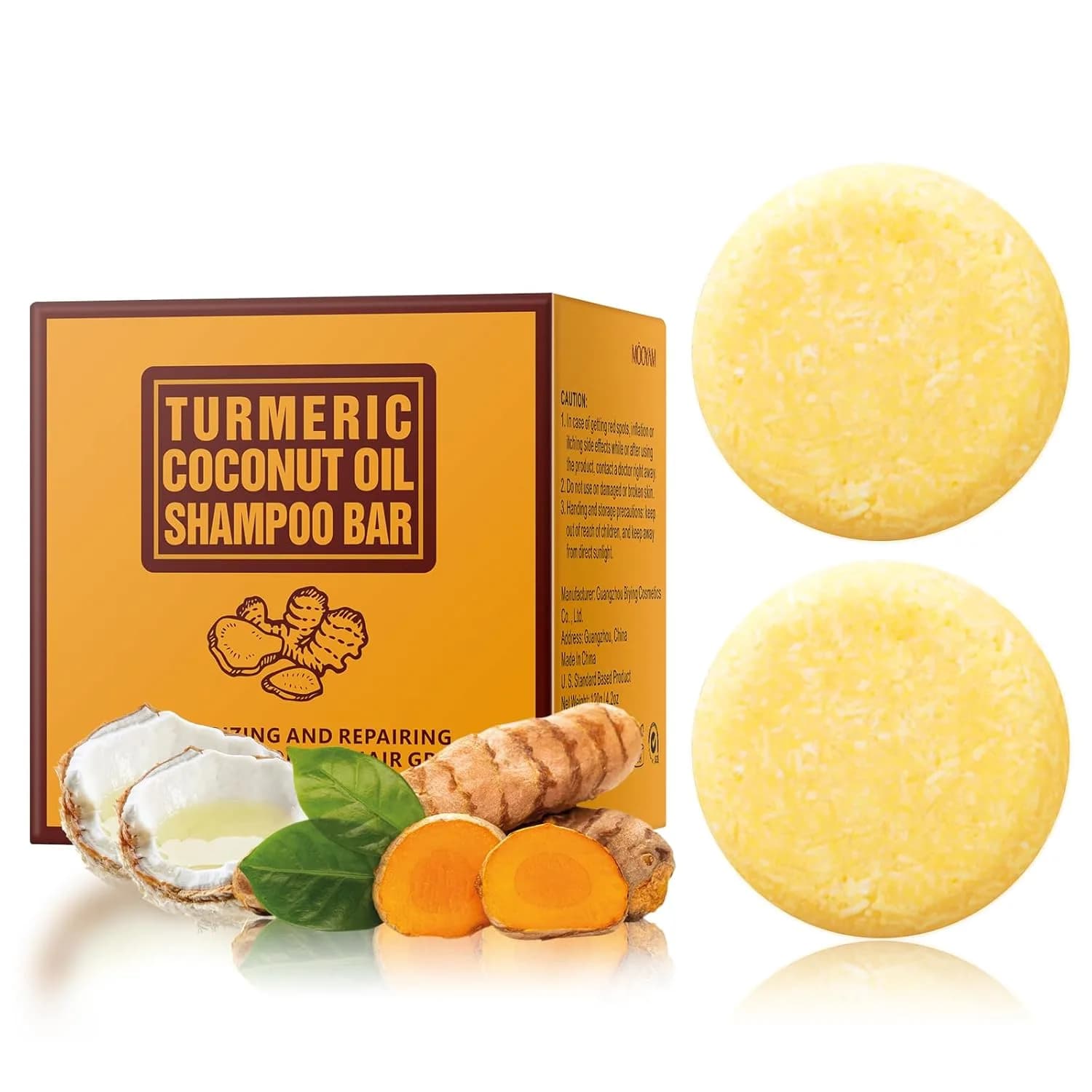 2 Pack Ginger Hair Regrowth Shampoo Bar Turmeric Soap for Growth Natural Ginger Solid Bars for Thinning Strengthen Curly Oily Hair Anti Hair Loss Travel Deep Cleansing Women Men 4.23OZ/120g