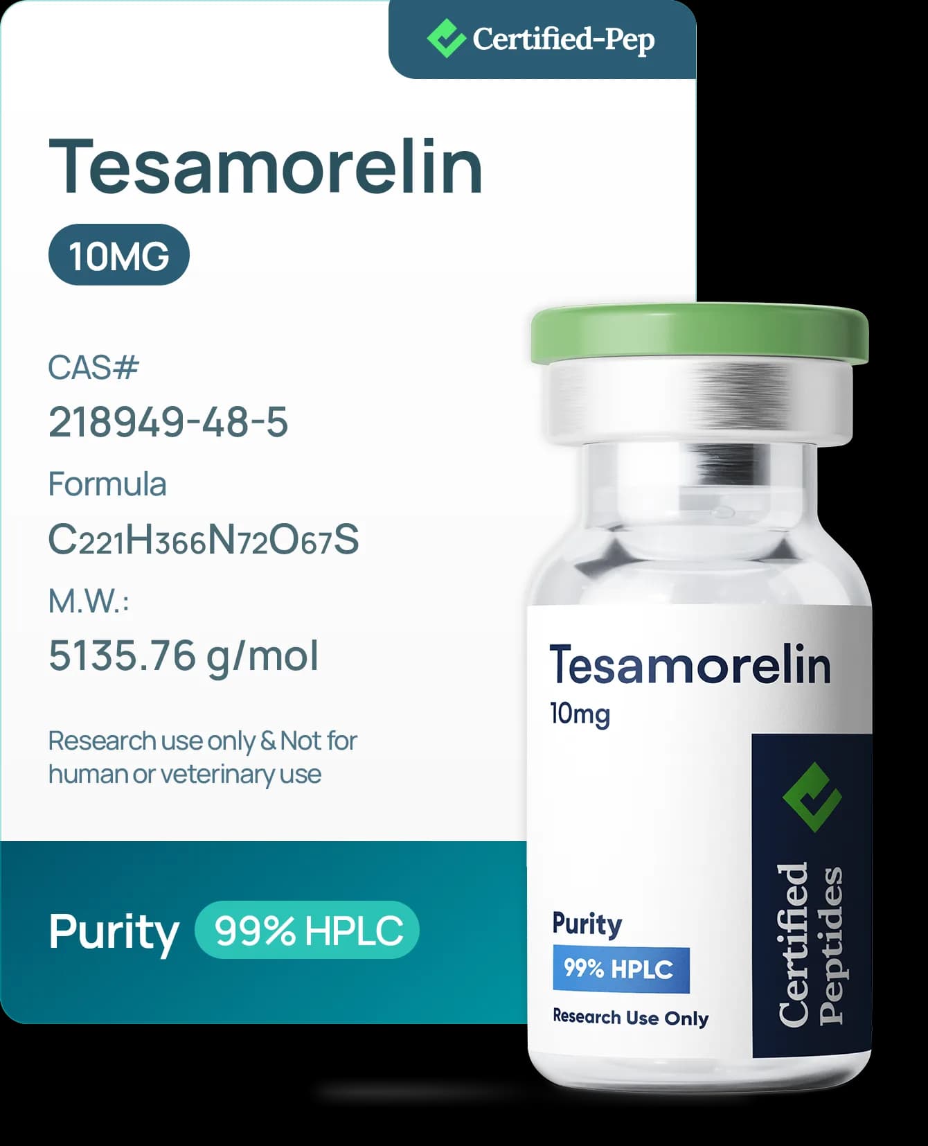 Tesamorelin lyophilized, 10 mg by Certified-Pep