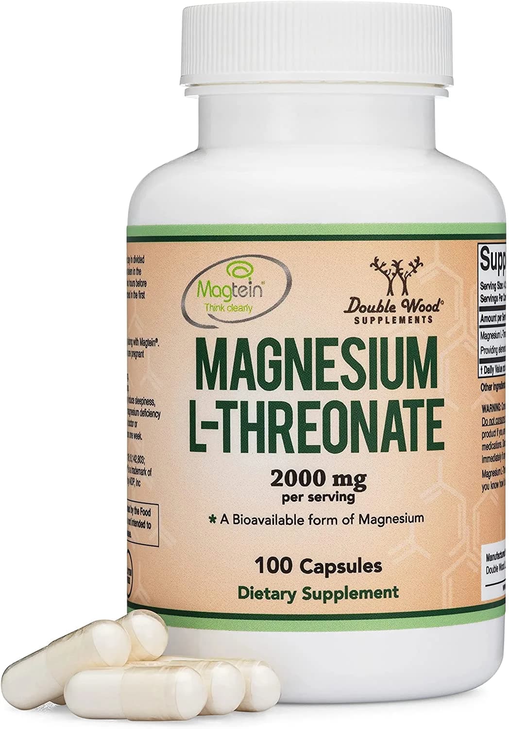 Magnesium L-Threonate, 2000 mg, 100 Capsules by Double wood supplements
