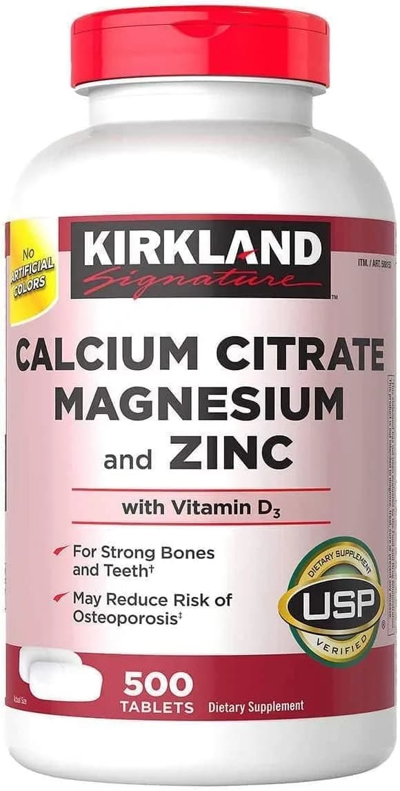 KirkLand Signature Calcium Citrate Magnesium and Zinc, 500 Tablets