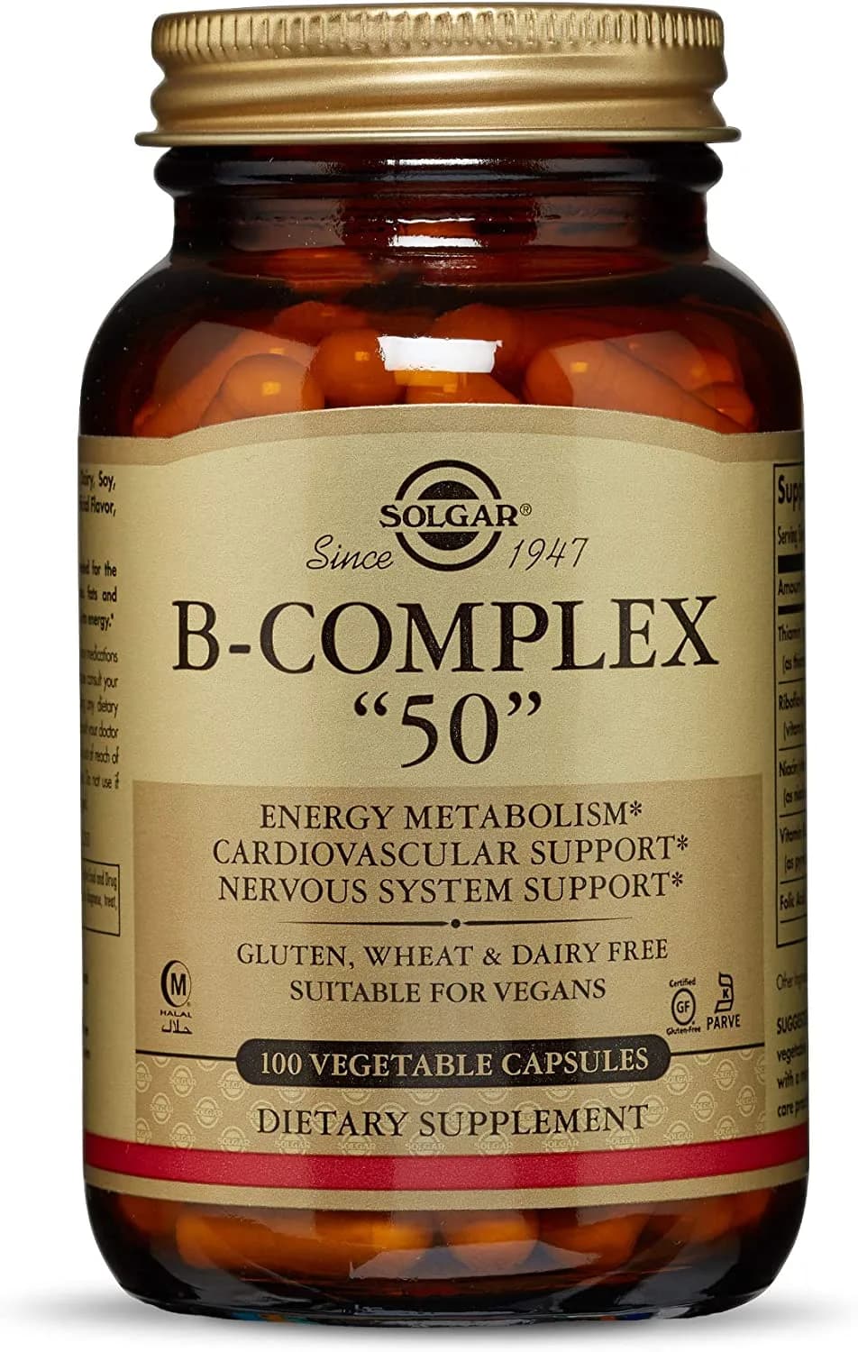 B-Complex "50" Formula Vegetable Capsules "50", 100 Capsules by Solgar
