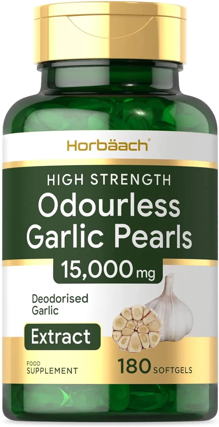 Odourless Garlic Oil 15,000mg | 180 Softgel Capsules | High Strength | Deodourised | Healthy Heart Supplement | Non-GMO, Gluten Free