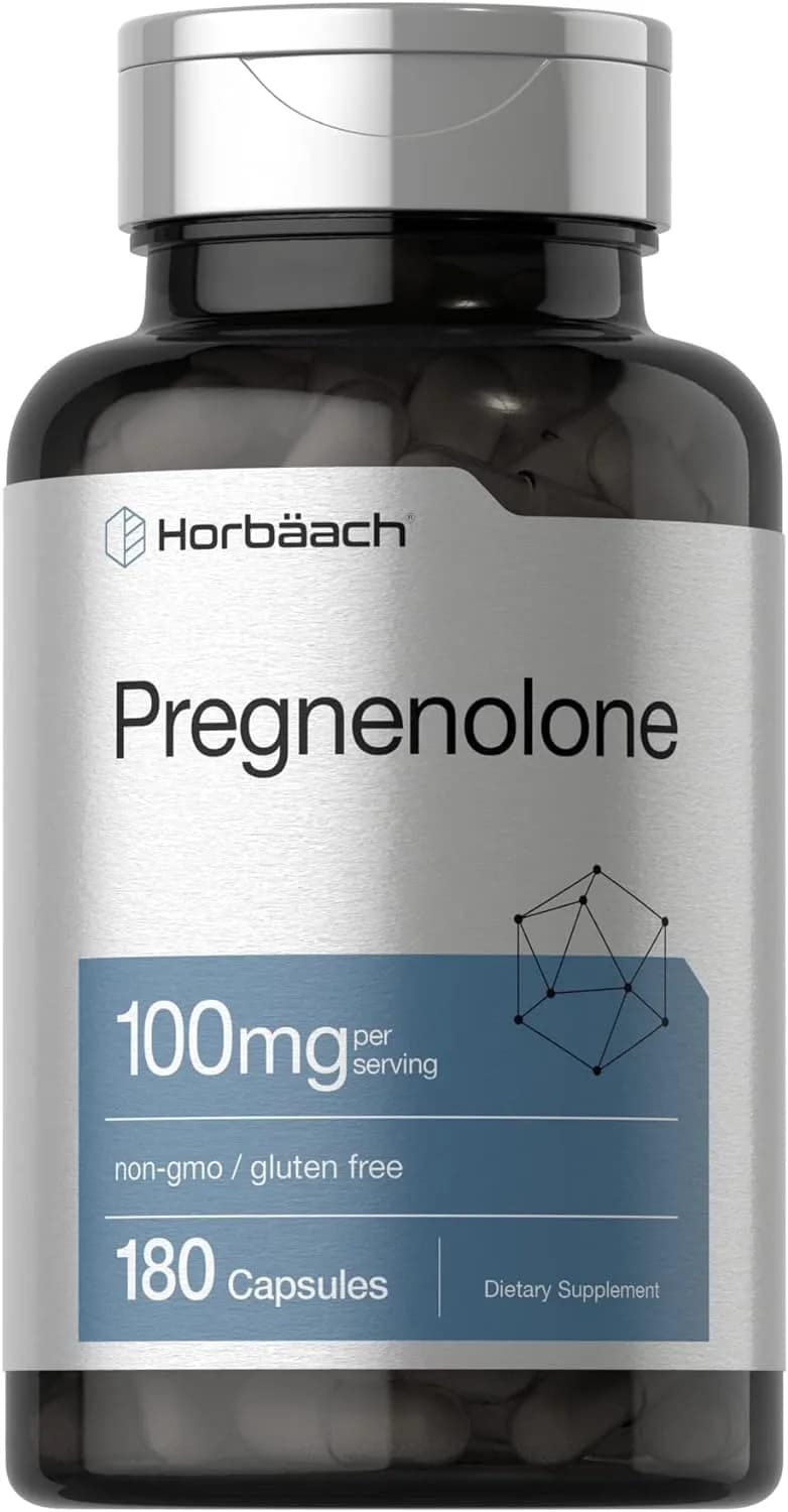 Horbäach Pregnenolone Hormone Support Supplement Non-GMO, 100 mg, 180 Capsules by Horbaach