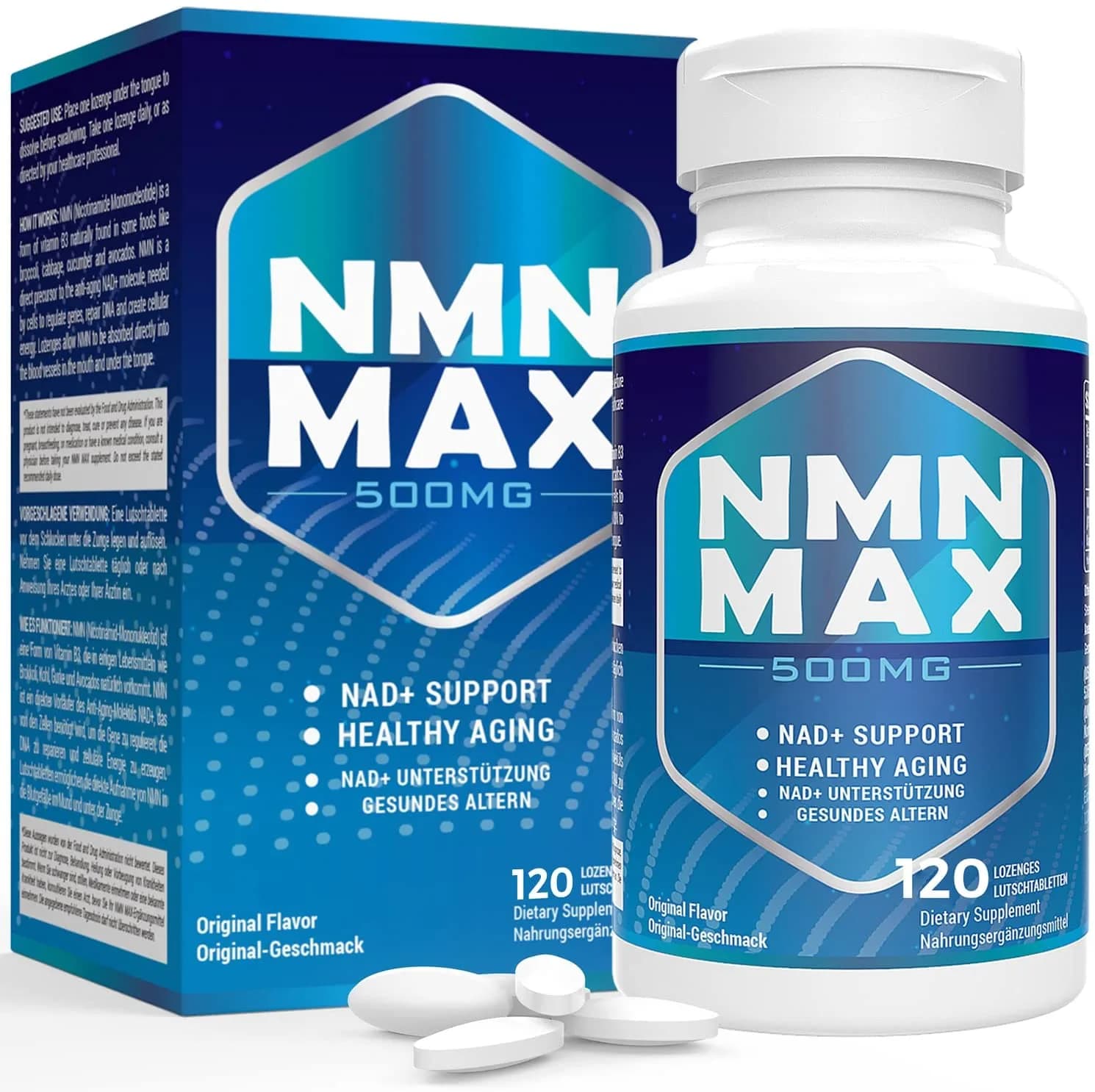 NMN 500mg Capsules, Nicotinamide Mononucleotide Anti Aging Supplements to Support Longevity and Cellular Energy for Men & Women（120 Count, Pack of 1）NMNتركيزه 500مجم للكبسولة مضاد للشيخوخة ولدعم الطول العمر والطاقة الخلويه 120 كبسولة
