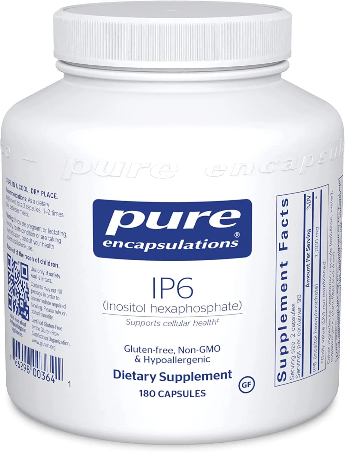 Pure Encapsulations IP6 (Inositol Hexaphosphate) | Hypoallergenic Antioxidant Support for Breast, Colon and Liver Cell Health | 180 Capsules