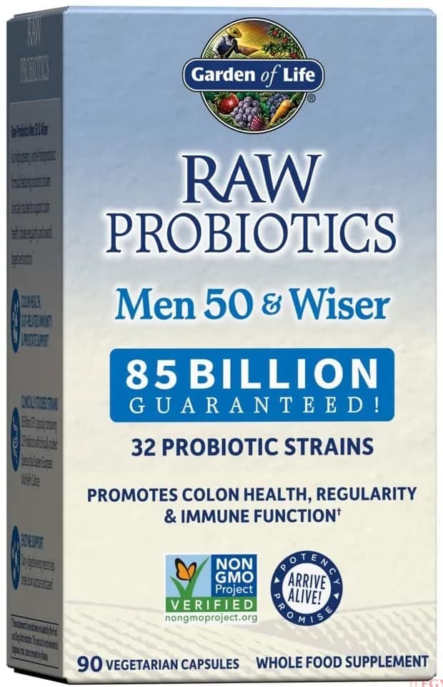 RAW Probiotics Men 50 & Wiser Vegetarian, 90 Capsules by Garden of Life