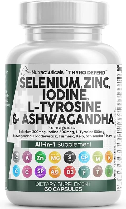 Nutra Selenium & Iodine 500mcg Thyroid, 300 mcg, 60 Capsules by Clean Nutraceuticals