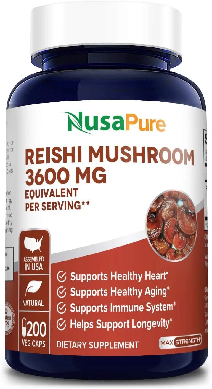 Reishi Mushroom Extract, 3600 mg, 200 Capsules by Nusapure