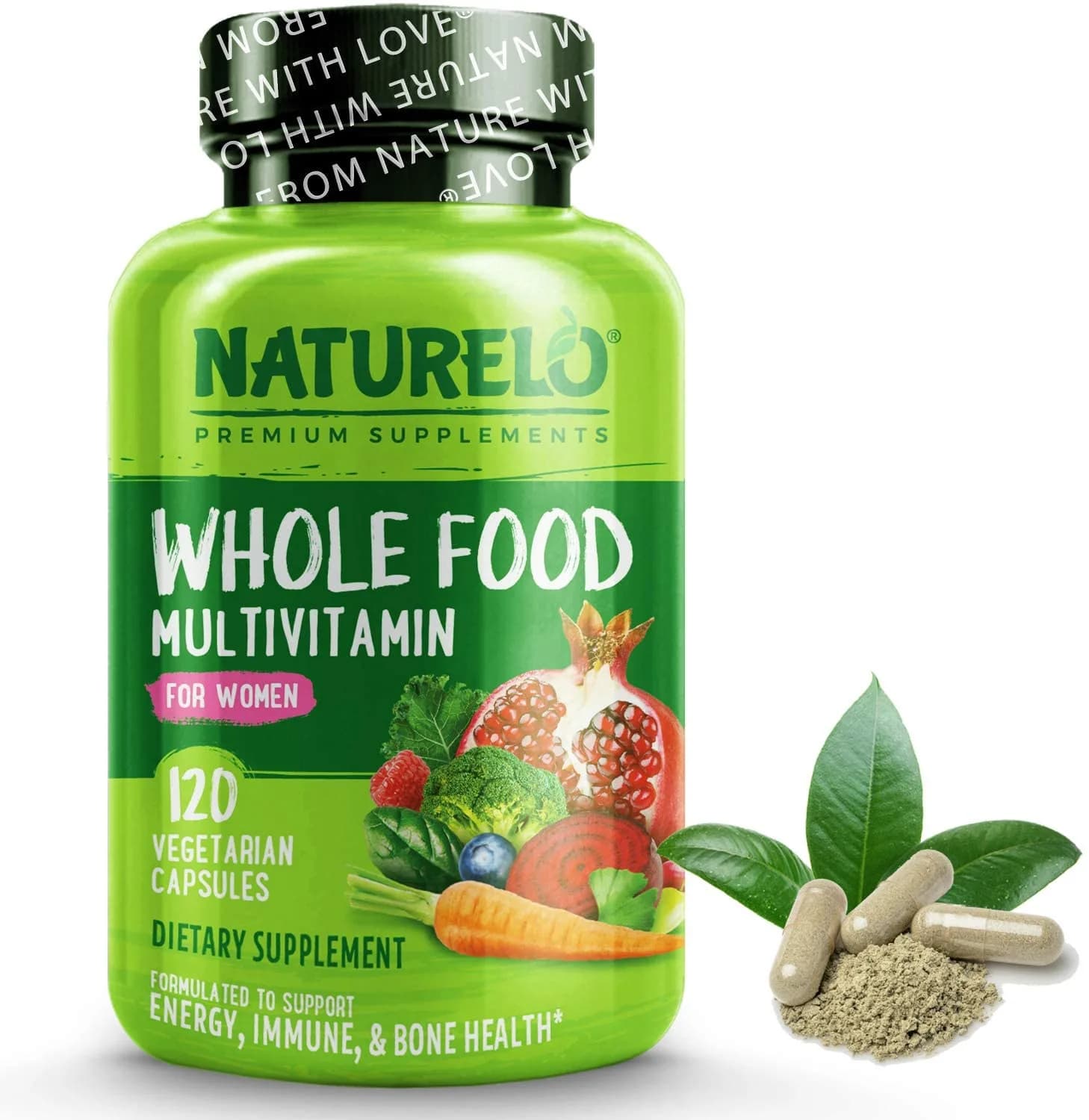 NATURELO Whole Food Multivitamin for Women - with Vitamins, Minerals, & Organic Extracts - Supplement for Energy and Heart Health - Vegan - Non GMO - 120 Capsules فيتامينات غذائية كاملة للنساء ، 120 كبسولة