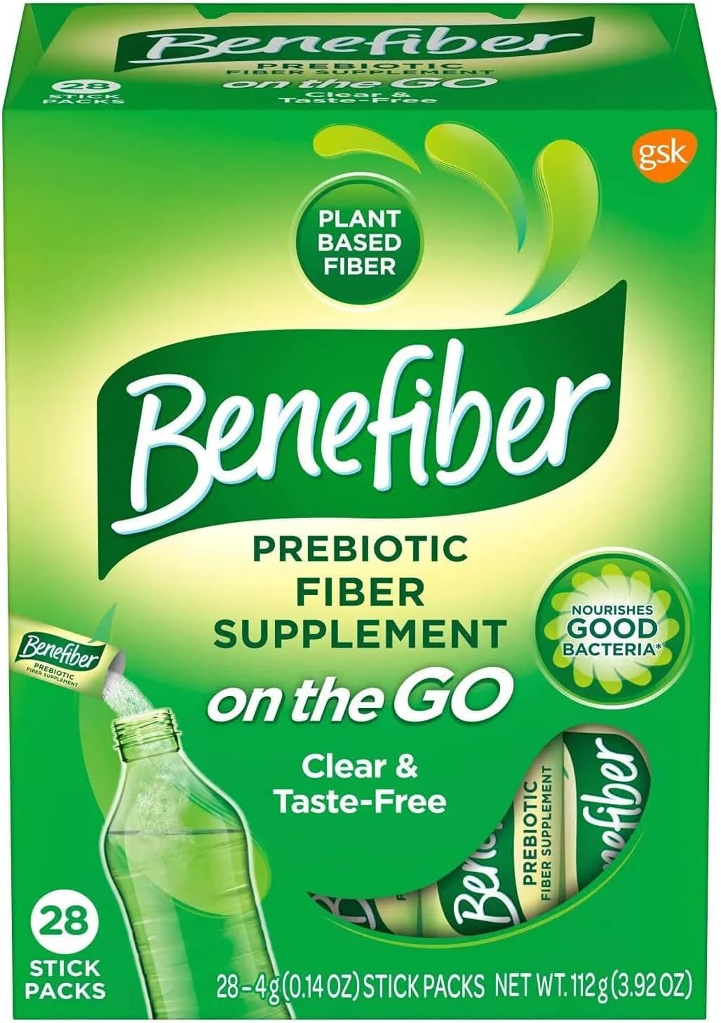Benefiber On the Go Prebiotic Fiber Supplement Powder for Digestive Health, Daily Fiber, Unflavored - 28 Sticks