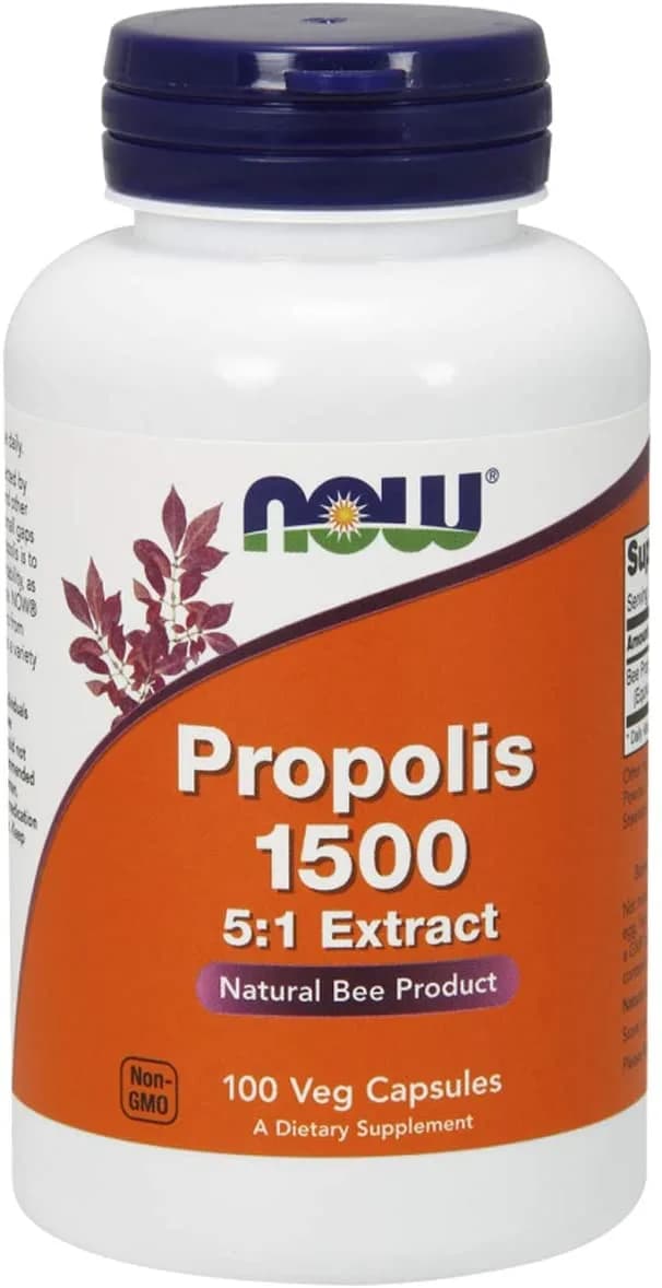 Propolis with 5:1 Concentrate Natural Bee Product, 1500 mg, 100 Veg Capsules by NOW