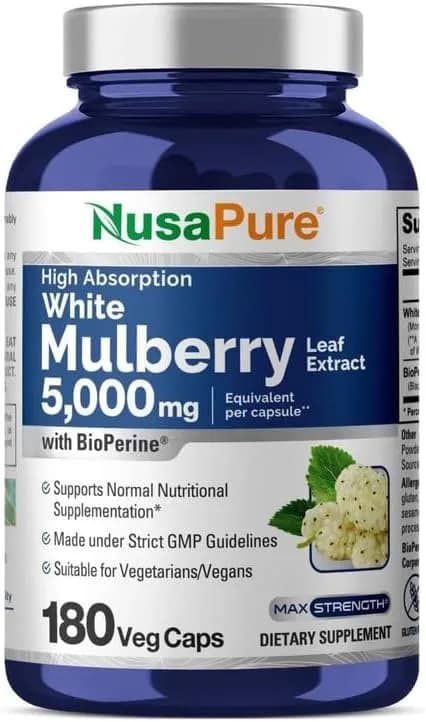 White Mulberry Leaf Extract, 5000 mg, 180 Capsules by Nusapure