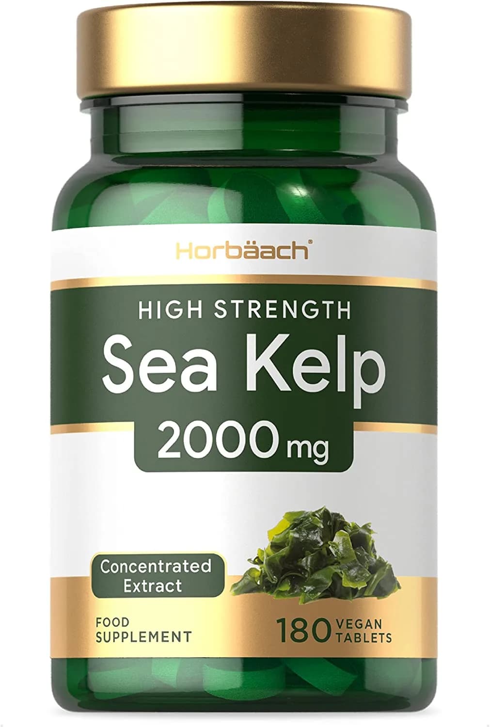 Sea Kelp Vegan Tablets Natural Source, 2000 mg, 180 Capsules by Horbaach