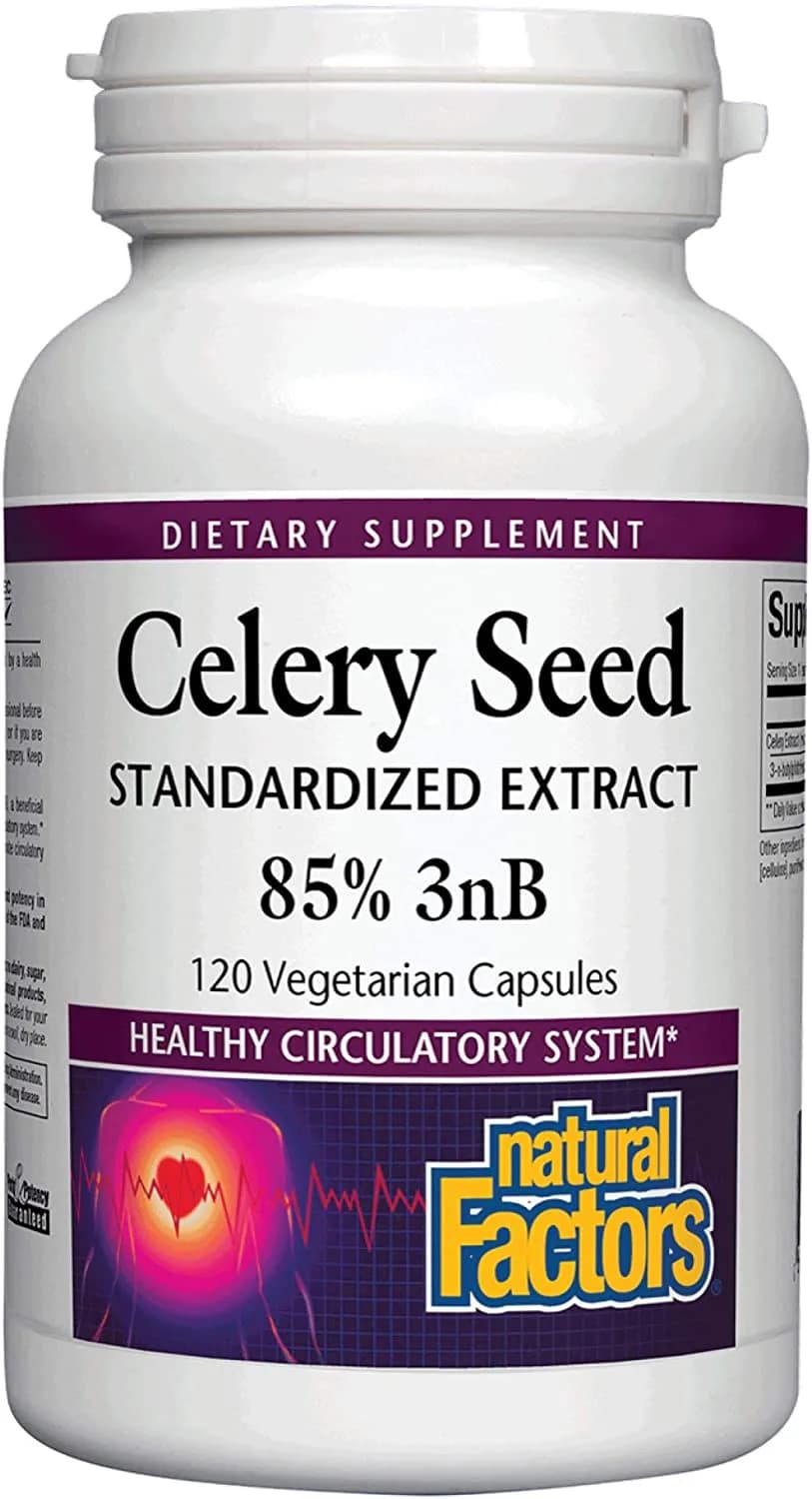 Celery Seed Extract Herbal Supplement for a, 120 Capsules by Natural Factors