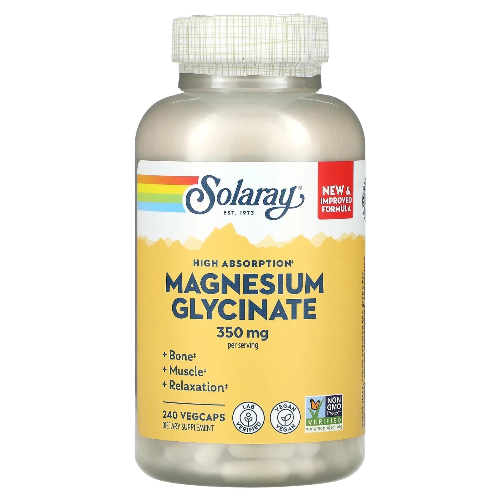 Higher Absorption Magnesium Glycinate 240 Vegcaps, 350 mg by SOLARAY