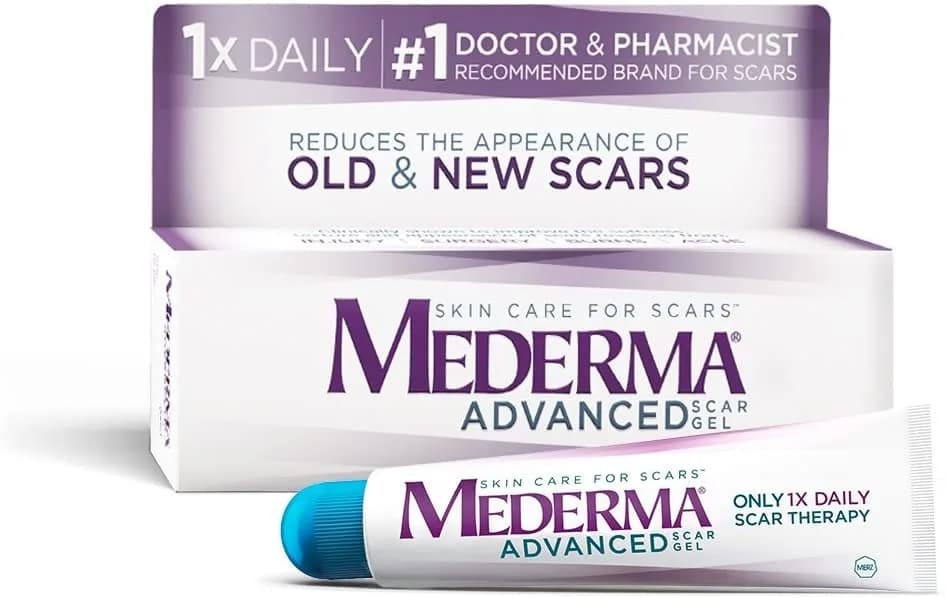 Mederma Advanced Scar Gel - 1x Daily: Use less, save more - Reduces the Appearance of Old & New Scars - #1 Doctor & Pharmacist Recommended Brand for Scars - 0.7 ounce, 0.7 Ounce جل ميديرما المتطور للندبات ، مرة واحدة يوميا (إستخدام أقل) ، يقلل ظهور الندبات القديمة والجديدة