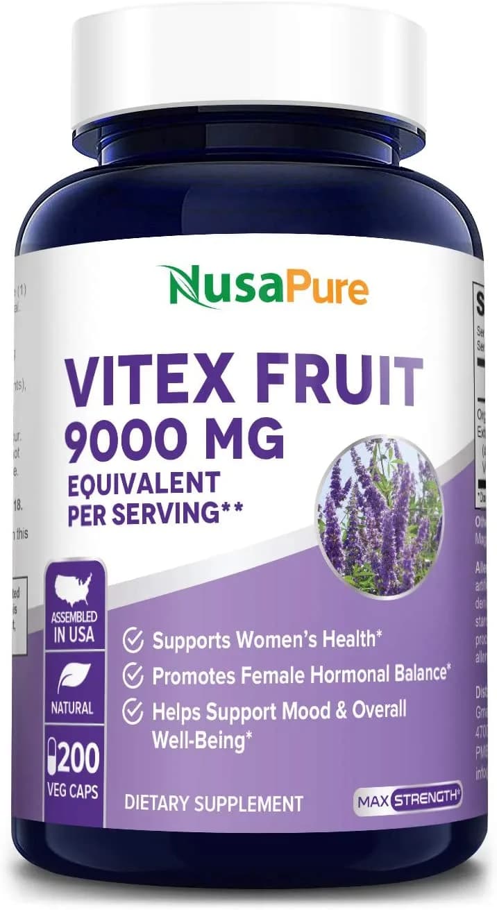 Vitex Chasteberry Fruit, 9000 mg, 200 Capsules by Nusapure