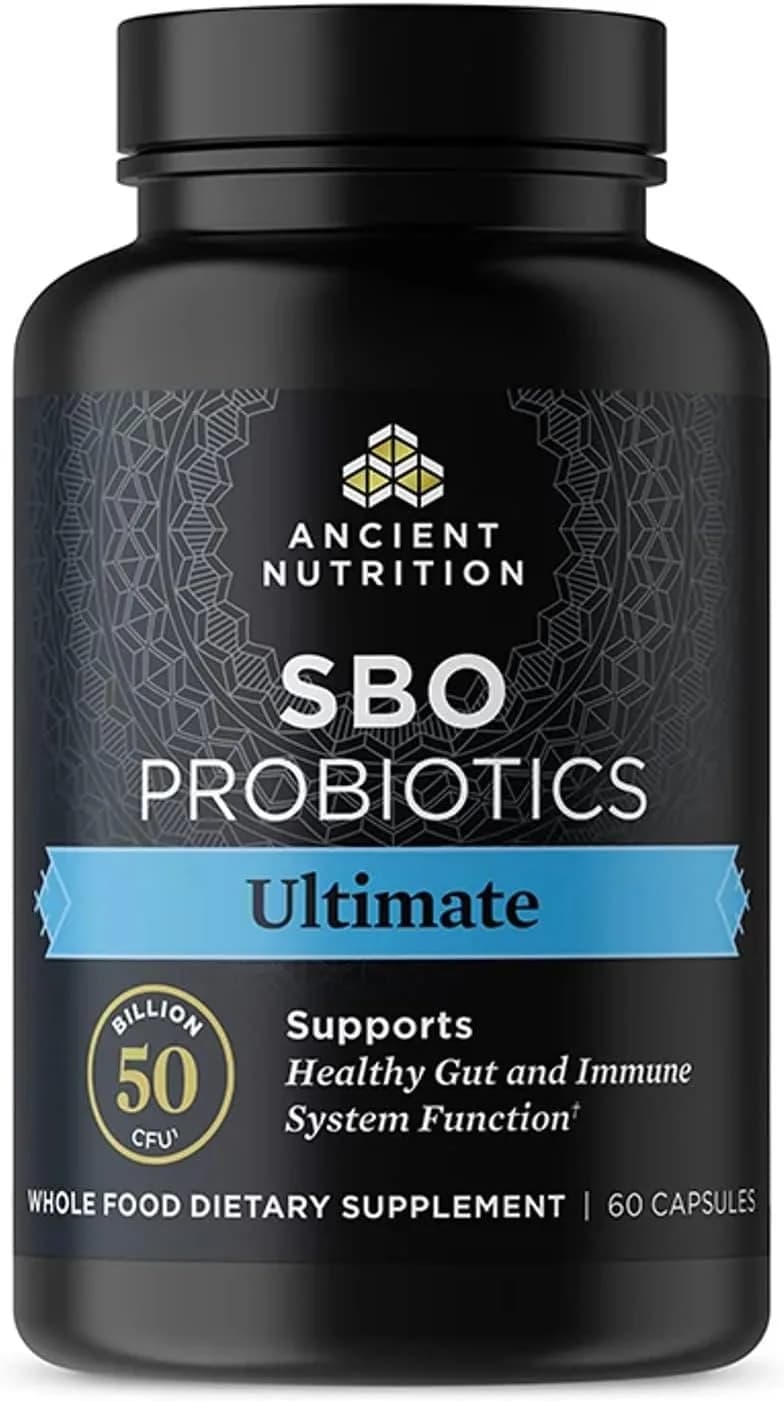 Probiotics by Ancient Nutrition, SBO Probiotics Ultimate 50 Billion CFUs*/Serving, Digestive and Immune Support, Ancient Superfoods Blend, 60 Capsules