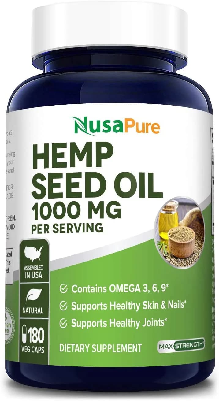 Hemp Oil Capsules Per Bottle, 90000 mg, 180 Softgels by Nusapure