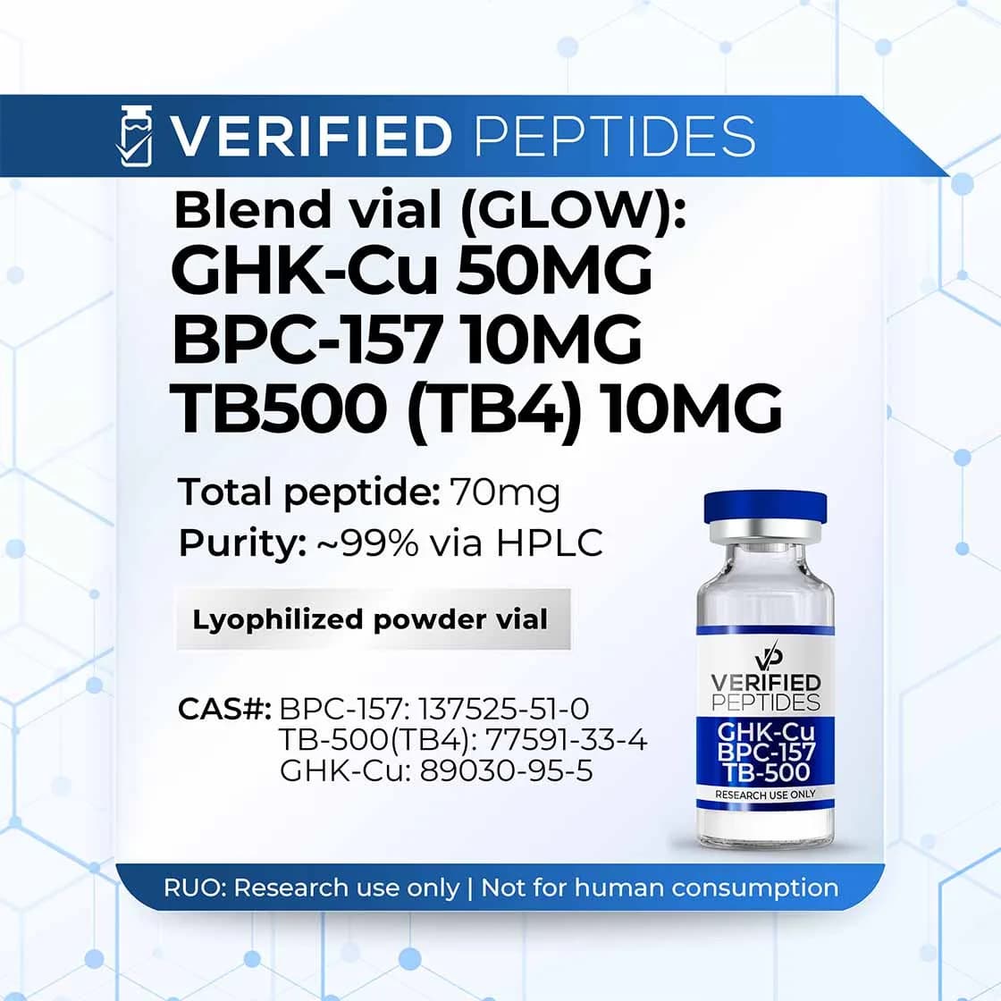 GHK-Cu BPC-157 TB-500 Peptide Blend (GLOW) by Verified peptides