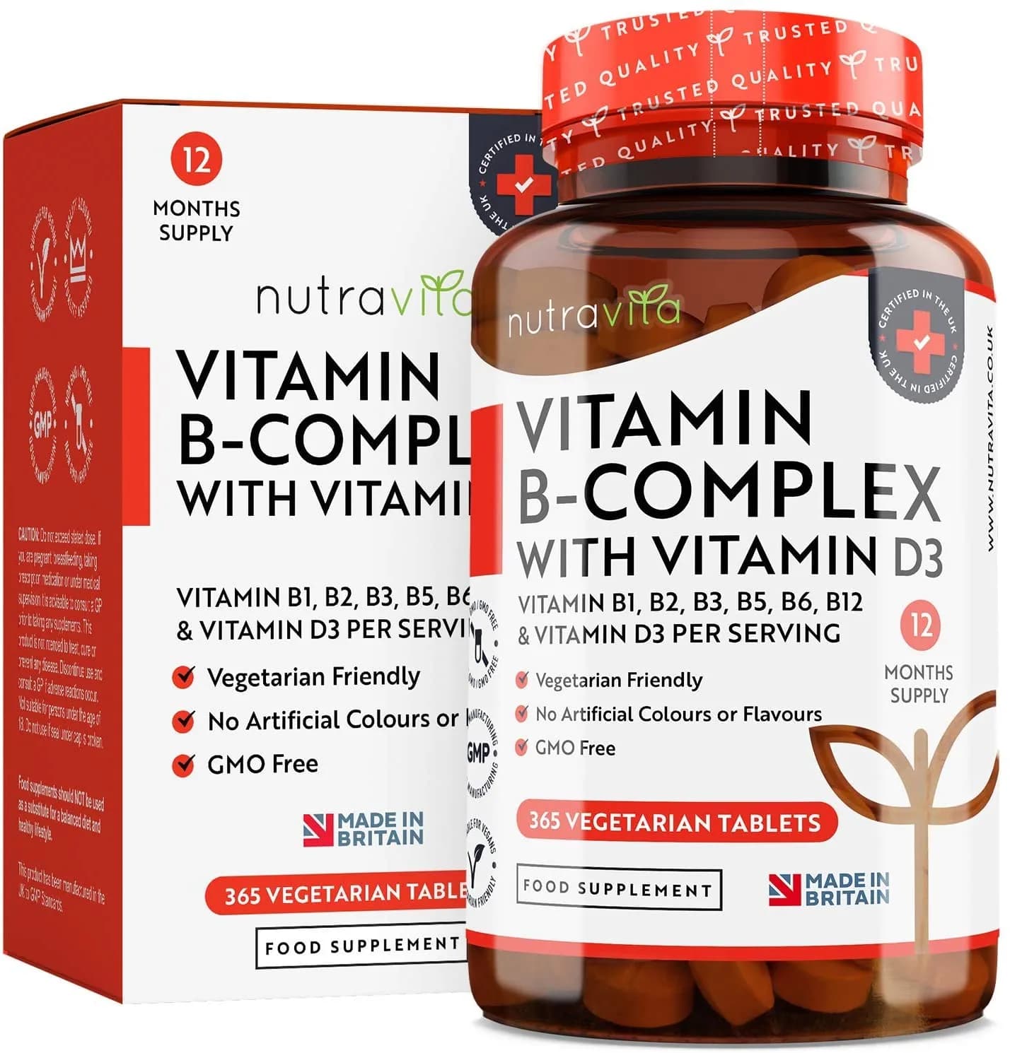 Vitamin B Complex with Vitamin D, 365 Capsules by Nutravita