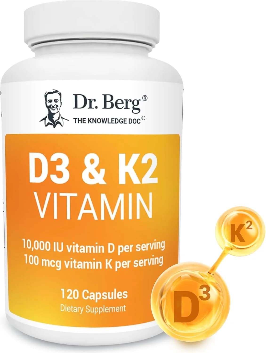 Dr Berg's D3 & K2, 120 Capsules by Dr Berg's