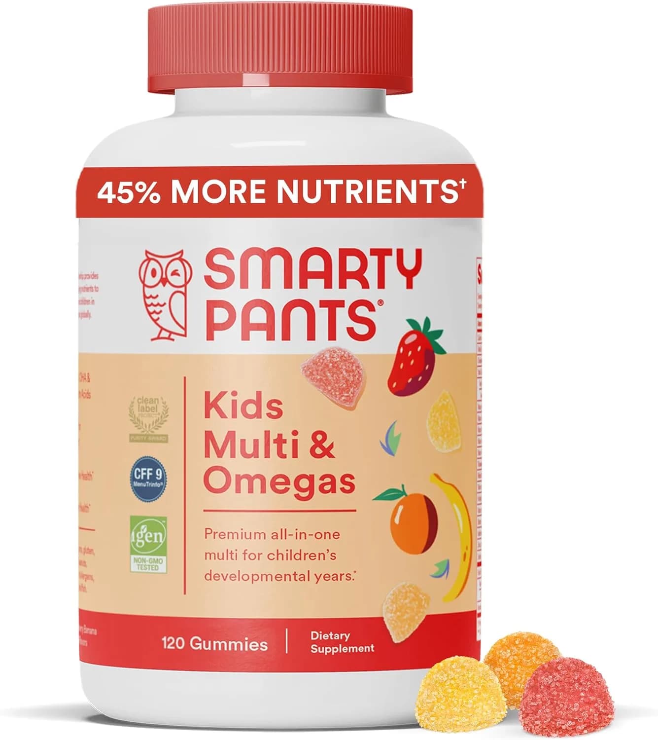 SmartyPants Kids Multivitamin Gummies with Omega 3 120 Count