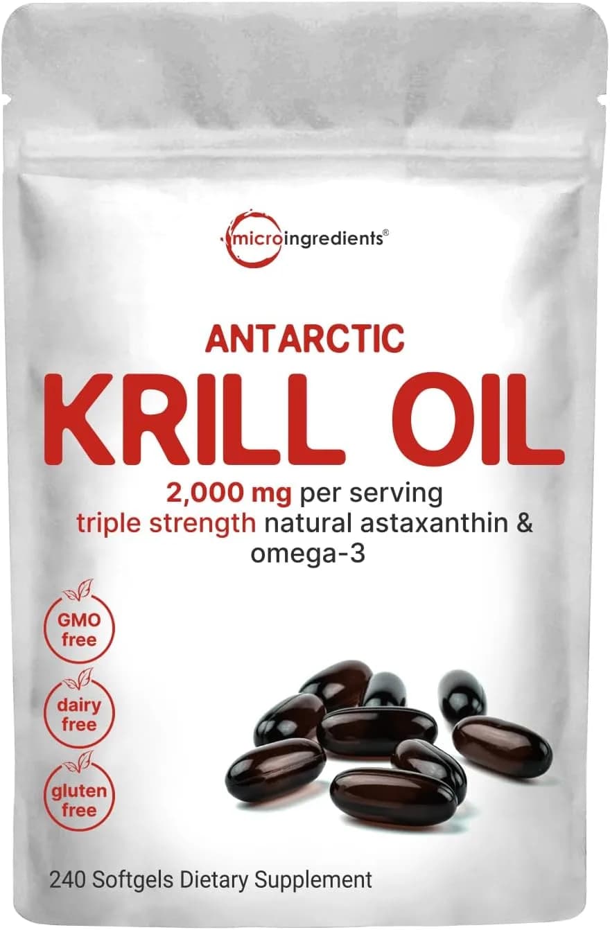 Antarctic Krill Oil Supplement Per Serving, 2000 mg, 240 Softgels by Micro Ingredients