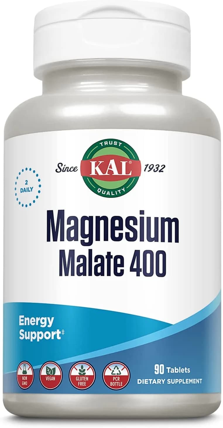 KAL® Magnesium Malate 400 | Chelated with Malic Acid for Energy Production | Supports Healthy Muscle Function | 90 Vegetarian Tablets