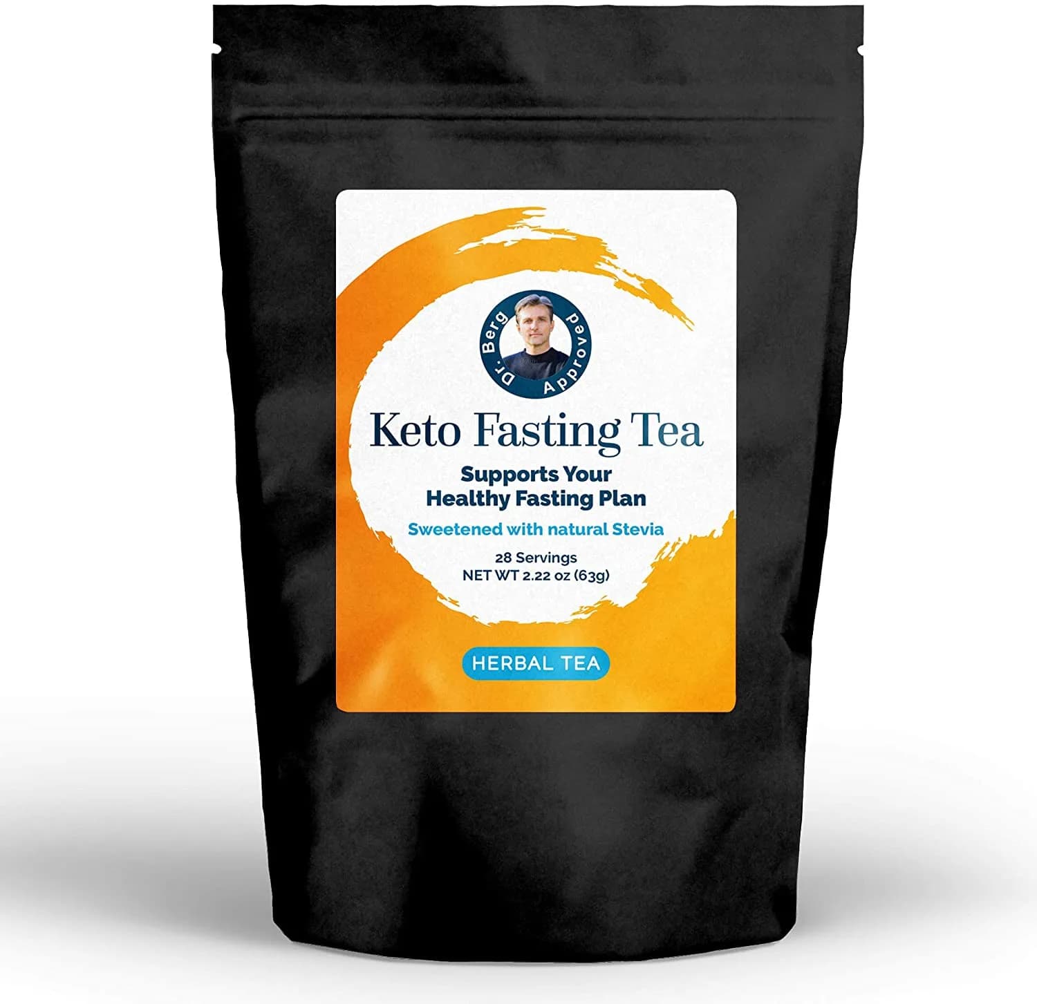 Dr. Berg's Keto Fasting Tea (Sweetened) Caffeine-Free - Appetite Suppressant Rooibos Herbal Slimming Drink Mix Teas - Help Reduce Hunger, Metabolism & Energy Support - Dietary Supplement
