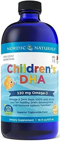 Nordic Naturals Children’s DHA, Strawberry - 16 oz - 530 mg Omega-3 with EPA & DHA - Brain Development & Function - Non-GMO - 192 Servings د ھ أ أوميجا 3 الطبيعية للأطفال 530 مجم أوميجا3، لدعم نمو وظائف المخ ولصحة الجهاز المناعى ، 473 مل_ 192 جرعة