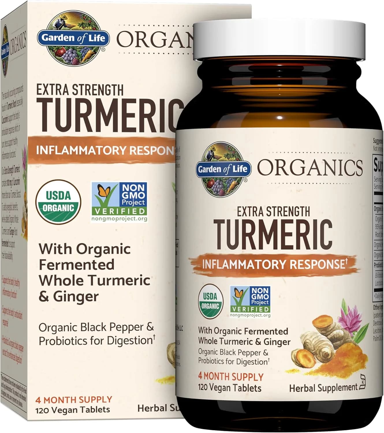 Garden of Life Organics Extra Strength Turmeric Inflammatory Response |120 Tablets