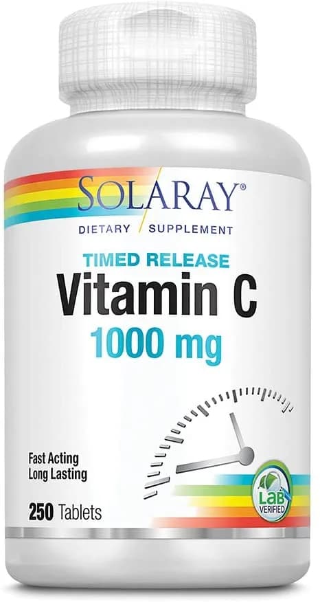 Vitamin C with Rose Hips & Acerola, 1000 mg, 250 Count by SOLARAY