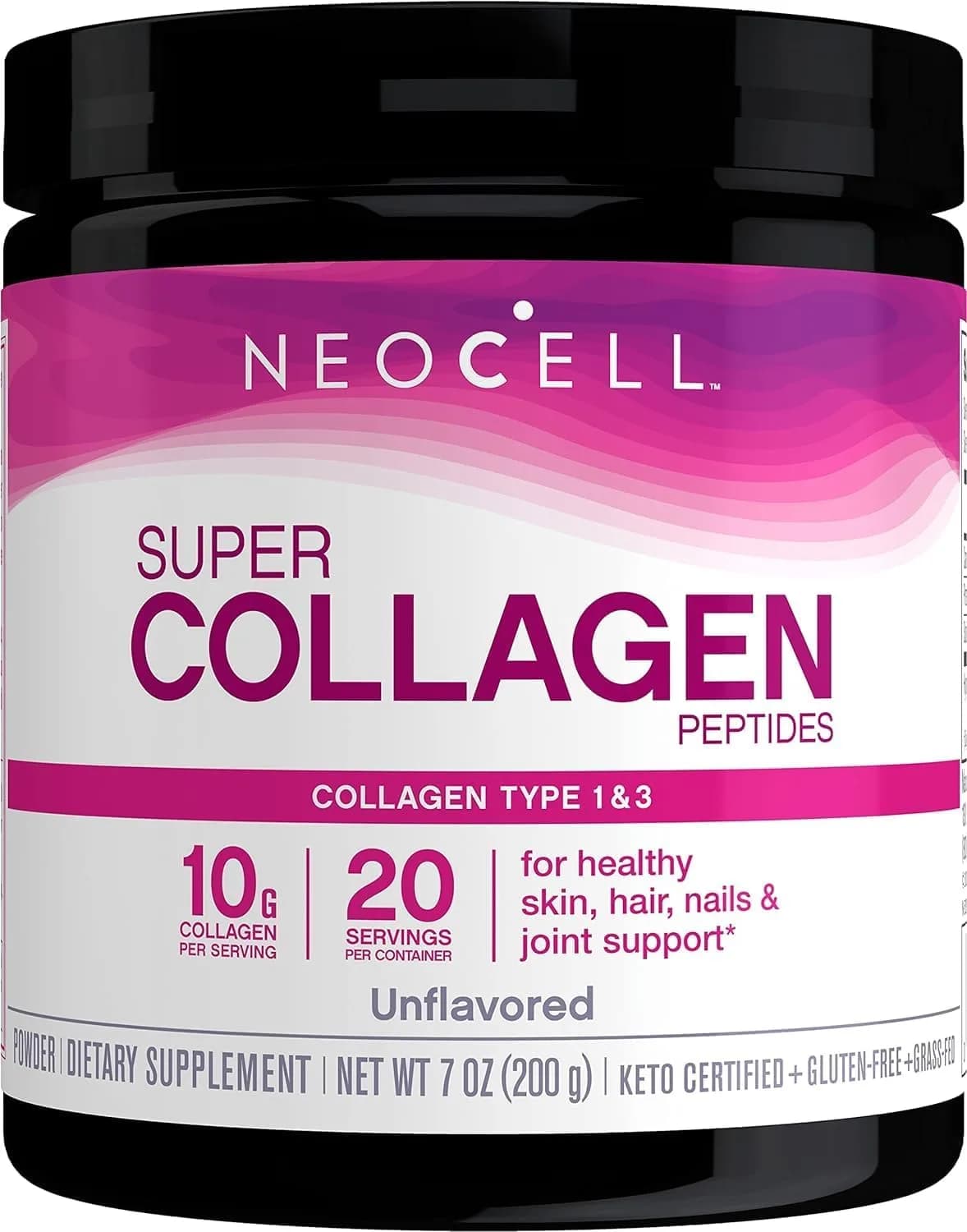 NeoCell Super Collagen Powder, 10g Collagen Peptides per Serving, Healthy Hair, Skin, Nails & Joints, Unflavored, 7 Oz