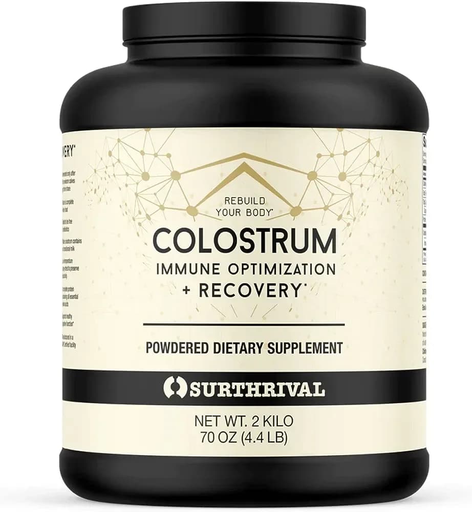 Surthrival: Colostrum Powder (2 Kilo, 4.4lbs), Immune Optimization & Recovery, Powdered Dietary Supplement, Gut Health, Immune Support, Keto Friendly