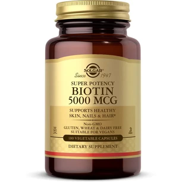 Solgar Biotin 5000 mcg, Promote Healthy Skin, Nails &Hair - Supports Energy Production,180 Capsules
