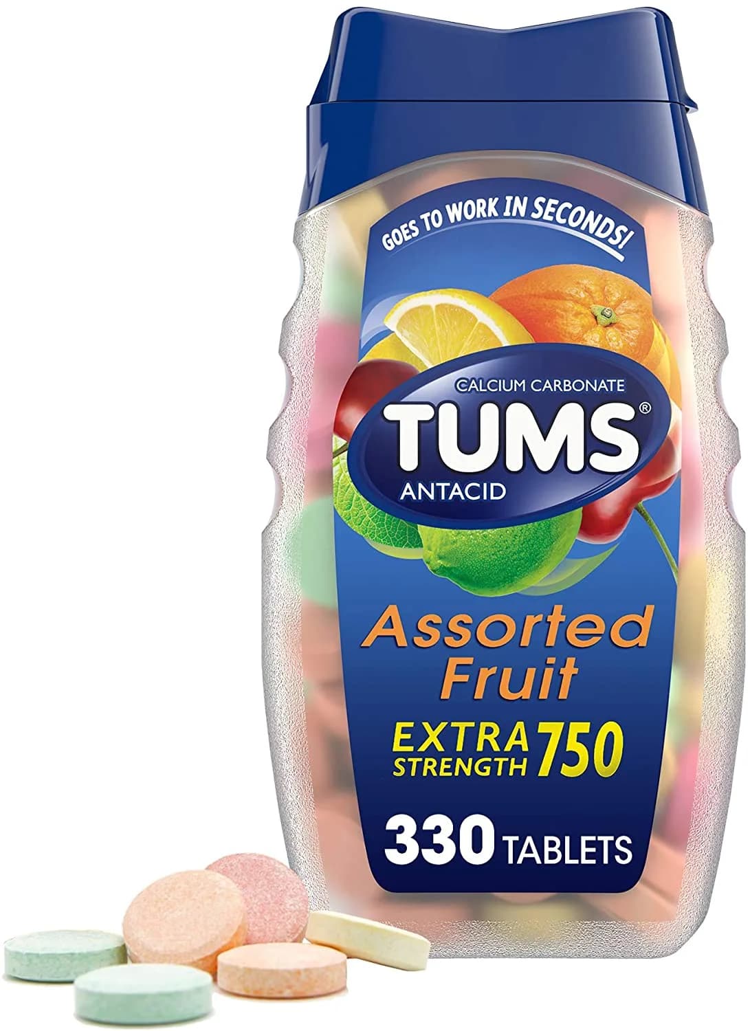 Extra Strength Heartburn Relief Tablets Assorted Fruit, 330 Count by TUMS