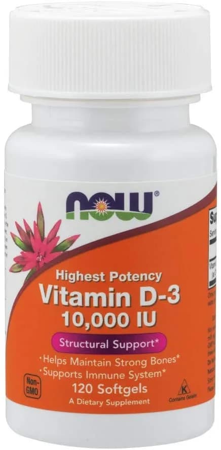 Vitamin D3 Highest Potency Structural Support, 10000 IU, 120 Softgels by NOW