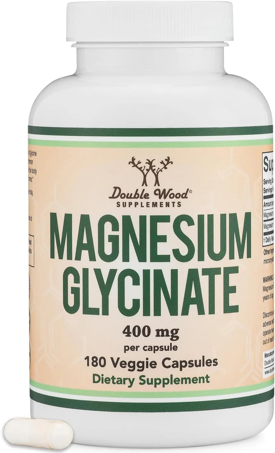 Magnesium Glycinate Stomach-Safe Sleep Support, 400 mg, 180 Capsules by Double wood supplements