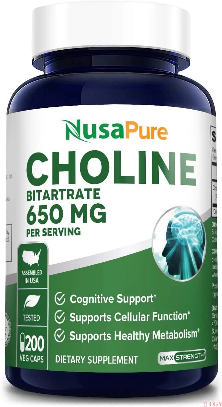 Choline Bitartrate, 650 mg, 200 Capsules by Nusapure