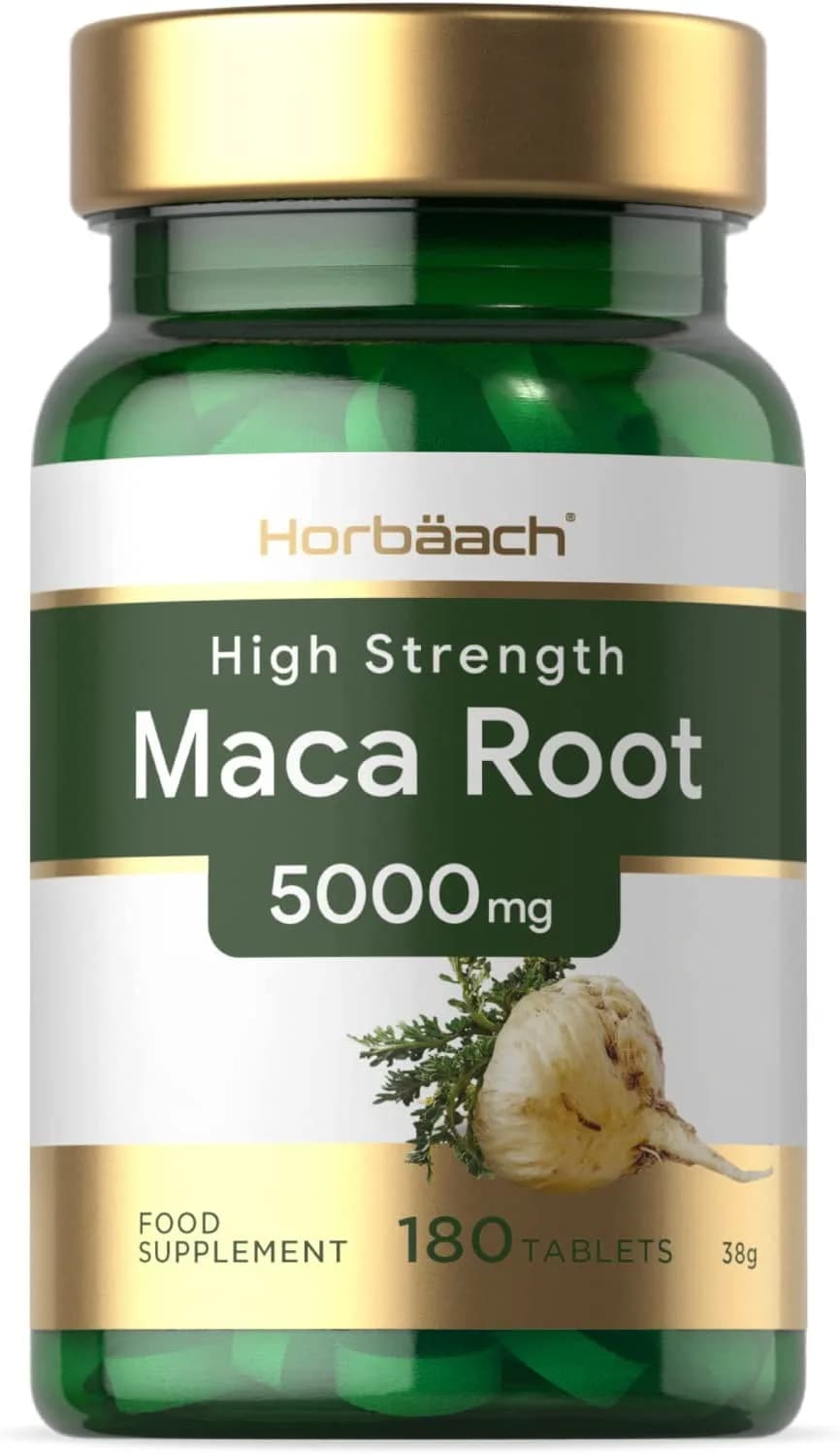 Maca Root 5000mg | 180 Vegan Tablets | High Strength Peruvian Maca Root Extract | Natural Booster Supplement for Men 180 Tablets