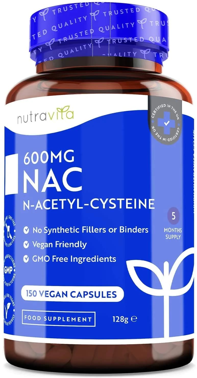 NAC N-Acetyl-Cysteine, 600 mg, 150 Capsules by Nutravita