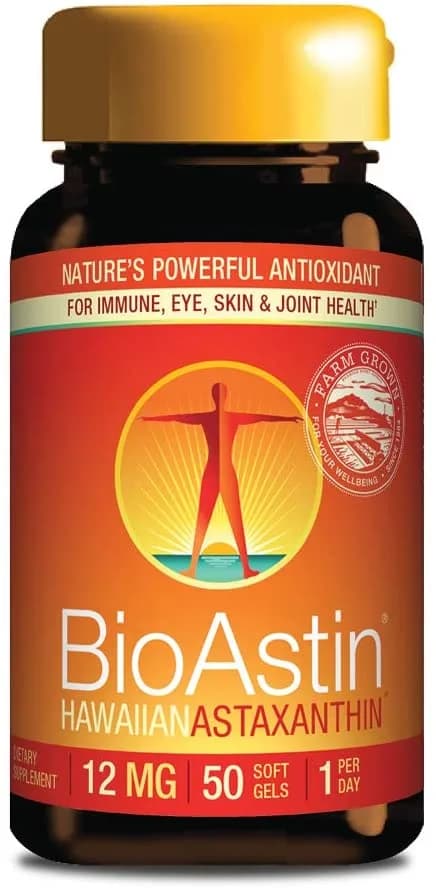 Nutrex BioAstin Hawaiian Astaxanthin 50 Caps 12 MG 50 Count - Hawaiian Grown Premium Antioxidant - One per day - Sports Nutrition & Immunity Supplement - Supports Eye, Joint & Cardiovascular Health بيواستين استازانتين 12 مجم لدعم صحة الجهاز المناعى والعين والمفاصل والقلب ، 50 سوفت جيل نباتى