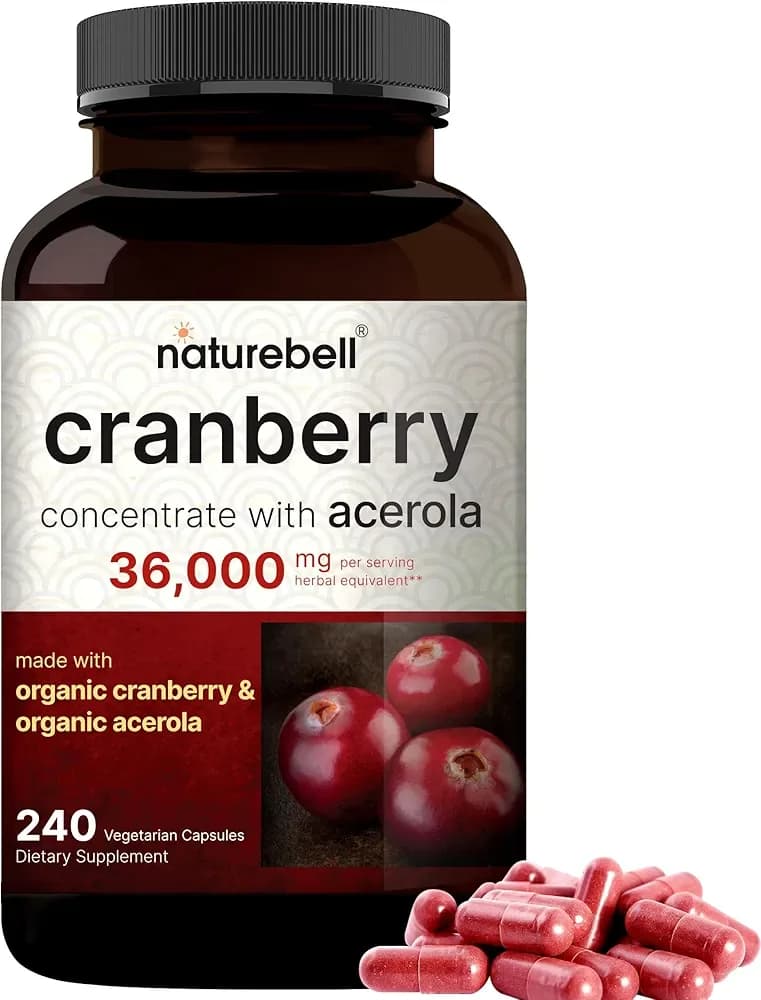 NatureBell Cranberry Pills | 36,000mg | Urinary Tract Health | 240 Capsules