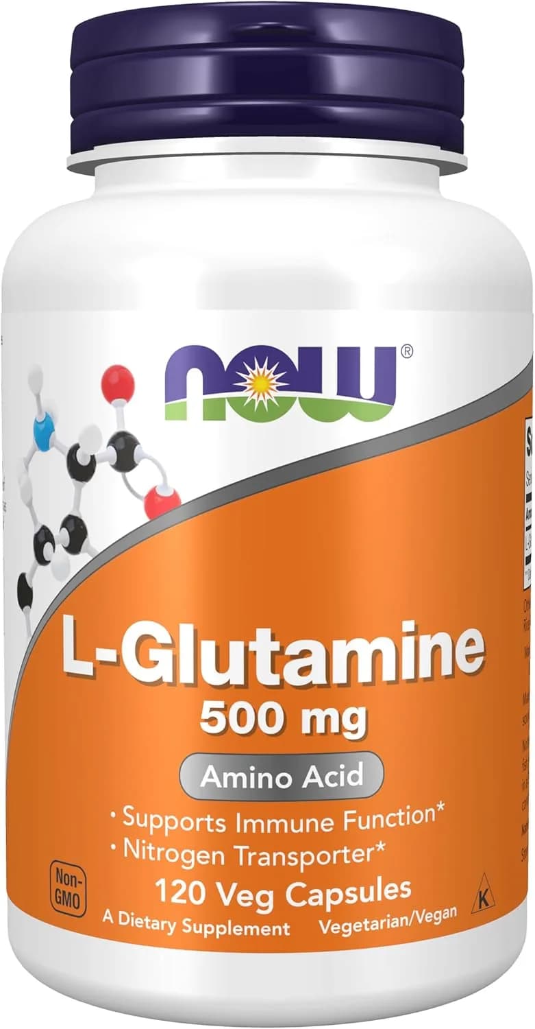 L-Glutamine Supports Intestinal Barrier Integrity, 500 mg, 120 Capsules by NOW